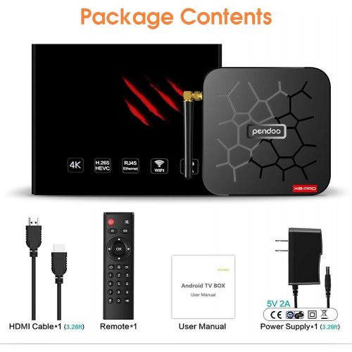  [아마존베스트]Android 9.0 TV Box, Pendoo X6 PRO Android TV Box 4GB RAM 32GB ROM, Dual-WiFi 2.4GHz/5GHz BT5.0 Quad Core 64 Bits 3D/4K Full HD/H.265/USB3.0 Android Box