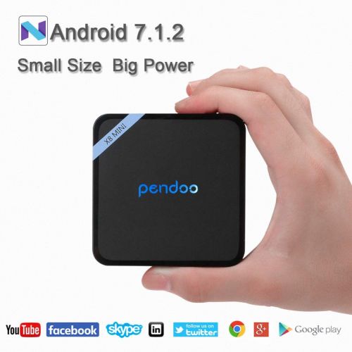  Android TV Box,The Smallest Android 7.1 TV Box Pendoo X8 Mini 2GB 16GB Quad Core 64 Bits 2.4G WiFi H.265 4K Full HD