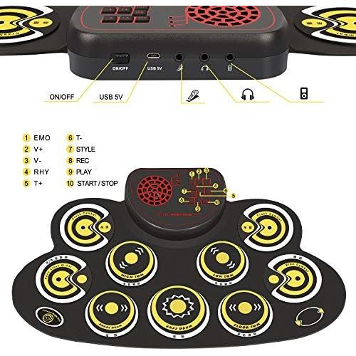  [아마존베스트]PengDa Electronic Drum Set 9 Pads, Electric Drum, Portable, Children, Beginners’ Drum, E-Drum with Built-in Speaker and Sticks for Christmas and Birthday