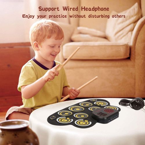  [아마존베스트]PengDa Electronic Drum Set 9 Pads, Electric Drum, Portable, Children, Beginners’ Drum, E-Drum with Built-in Speaker and Sticks for Christmas and Birthday