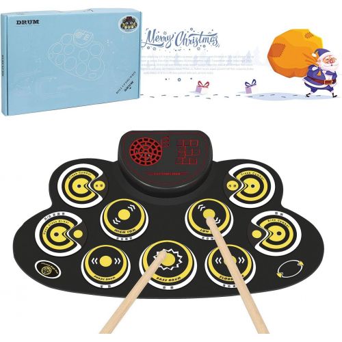  [아마존베스트]PengDa Electronic Drum Set 9 Pads, Electric Drum, Portable, Children, Beginners’ Drum, E-Drum with Built-in Speaker and Sticks for Christmas and Birthday