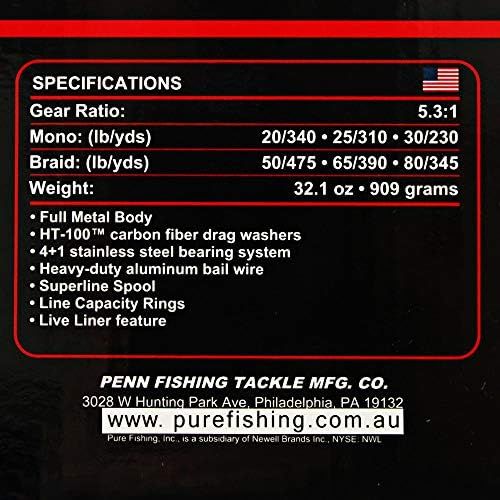  [아마존베스트]Penn FRCIII8000LL Fierce III 8000 Spin Reel Live Liner RH/LH Front