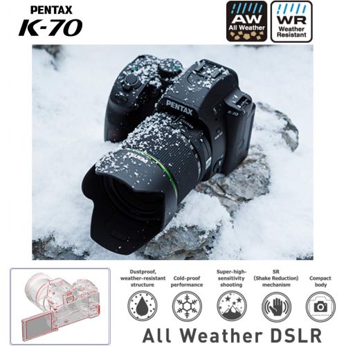  Pentax K-70 Weather-Sealed DSLR Camera with 18-135mm Lens (Black)