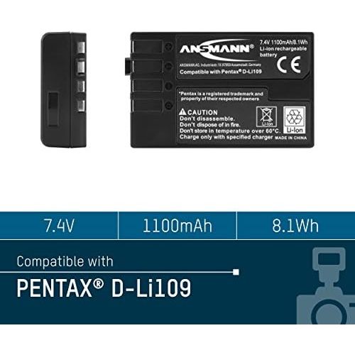  [아마존베스트]Pentax K-70 Housing (24 Megapixels, 3 Inch Display, Live View, Pixelshift) Black & Ansmann Li-Ion Battery A-Pen D-Li 109 7 4V / Type 1100mAh / Powerful Battery for Photo Digital Ca