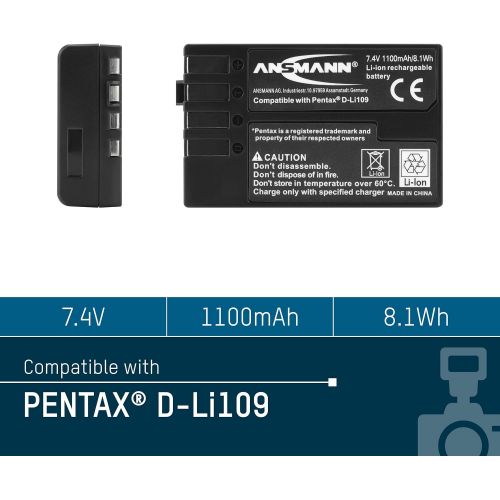  [아마존베스트]Pentax K-70 Housing (24 Megapixels, 3 Inch Display, Live View, Pixelshift) Black & Ansmann Li-Ion Battery A-Pen D-Li 109 7 4V / Type 1100mAh / Powerful Battery for Photo Digital Ca