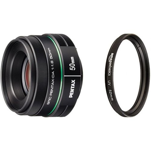  Pentax DA 50mm f1.8 lens for Pentax DSLR Cameras with AmazonBasics UV Protection Lens Filter - 52 mm