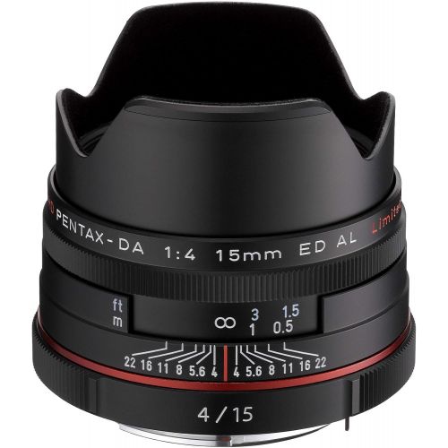  Pentax K-Mount HD DA 15mm f4 ED AL 15-15mm Fixed Lens for Pentax KAF Cameras (Limited Black)