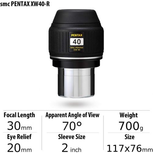  Pentax USA, Inc. PENTAX smc PENTAX XW40-R, 2-Inch Eyepiece for Telescopes High-Performance Eyepiece with an Extra-Wide 70°Apparent Angle of View, 20mm Eye Relief Original Multi-Layer Coating All-We