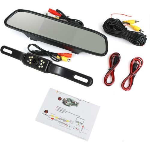  [아마존베스트]Peojek Backup Camera and Monitor Kit, 4.3 Car Vehicle Rearview Mirror Monitor for Car Reverse Camera Waterproof Car Rear View Camera with 9 LED Night Vision (4.3 Backup Camera)