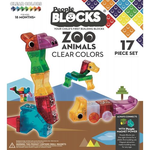  People Blocks Zoo Animals 17 pc Set - Clear Colors