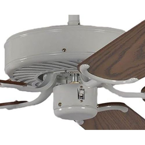  [아마존베스트]Pepeo Potkuri Ceiling Fan without Lighting White Lacquered Casing Reversible Oak or Oak with Rattan Insert 132 cm for Rooms up to 25 m²
