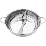 [아마존베스트]Pepional Stainless steel hot pot wok, stainless steel pot with divider without lid, for a hot pot with electromagnetic oven, suitable for dining devices for people.