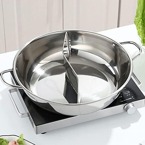  [아마존베스트]Pepional Stainless steel hot pot wok, stainless steel pot with divider without lid, for a hot pot with electromagnetic oven, suitable for dining devices for people.
