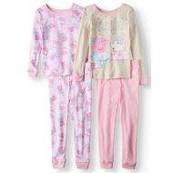 Peppa Pig Bedtime Stories Long Sleeve Top & Pants Pajamas, 4pc Set (Toddler Girls)