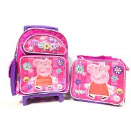 New Peppa Pig Allover Flower Small Toddler Rolling Backpack with Matching Lunch Bag