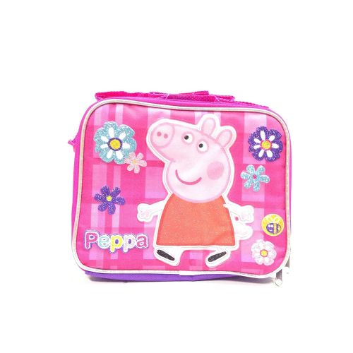  New Peppa Pig Allover Flower Small Toddler Rolling Backpack with Matching Lunch Bag