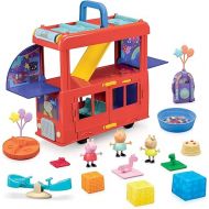 Peppa Pig 2-in-1 Party Bus Playset with 3 Figures and 13 Accessory Pieces, Preschool Toys for Girls and Boys 3 and Up