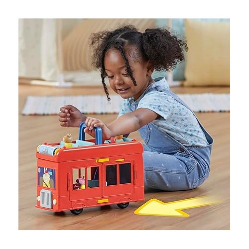  Peppa Pig 2-in-1 Party Bus Playset with 3 Figures and 13 Accessory Pieces, Preschool Toys for Girls and Boys 3 and Up