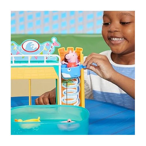  Peppa Pig Toys Peppa's Waterpark Playset, Peppa Pig Playset with 2 Peppa Pig Figures, Preschool Toys for 3 Year Old Girls and Boys and Up