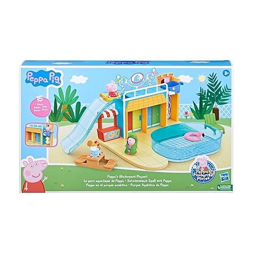  Peppa Pig Toys Peppa's Waterpark Playset, Peppa Pig Playset with 2 Peppa Pig Figures, Preschool Toys for 3 Year Old Girls and Boys and Up