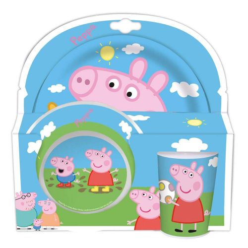  Peppa Pig Geschirr-Fruehstueck-Set | Peppa Wutz 3-teilig | Melamin