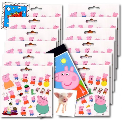  [아마존베스트]Peppa Pig Stickers Party Favors Pack - 12 Sheets of Peppa and Friends Stickers & 2 Specialty Separately Licensed Prize Reward Stickers