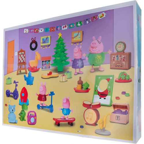  Peppa Pig Holiday Advent Calendar for Kids, 24 Pieces Includes Family Character Figures & Accessories from The World of Peppa Pig Toy Christmas Gift for Boys & Girls Ages 2+