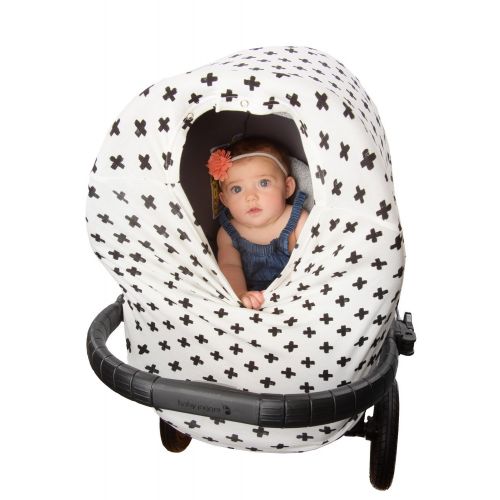  Pepper & Dot Stretchy Baby Car Seat Cover Canopy with Snaps Multi-use Nursing, Shopping Cart, & High Chair Cover, Blanket Cross Super Soft, Breathable Fabric Baby Shower Gift