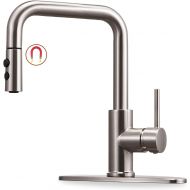 Peppermint Kitchen Faucet with Pull Down Magnetic Docking Sprayer Brushed Nickel,Stainless Steel Kitchen Sink Faucet with Pull Out Sprayer Single Handle with Deck Plate