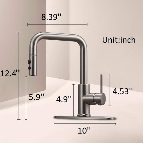  Peppermint Kitchen Faucet with Pull Down Magnetic Docking Sprayer Brushed Nickel,Stainless Steel Kitchen Sink Faucet with Pull Out Sprayer Single Handle with Deck Plate