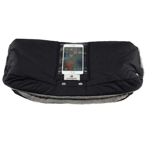  PER Thick Stroller Warm Plush Gloves Mitten with Mobile Phone Pocket Hand Muff Windproof &Waterproof for Winter-Black