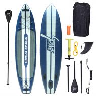Perchedl Streakboard Inflatable Stand Up Paddle Board Surfing SUP Boards, No Slip Deck 6 Inches Thick ISUP Boards with Free SUP Accessories & Backpack, Leash, Paddle and Hand Pump, for All