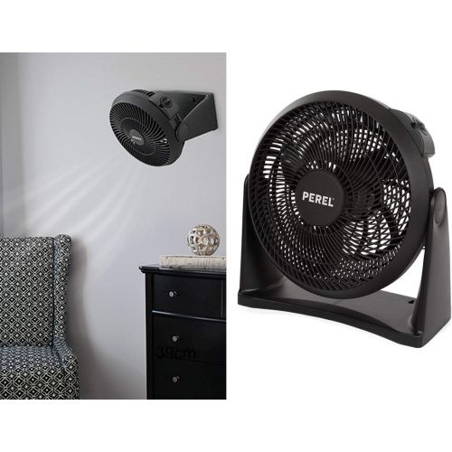  Perel Praktisches 2er Set Ventilatoren als Tischluefter oder Wandventilator nutzbar mit 3 Leistungsstufen Ø 30cm Schwarz