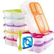 Perfect Fit Bento Lunch Box 3 Compartment Food Containers  Set of 8 Storage meal prep Container Boxes Ideal for Adults, Toddler, Kids, Girls, and Boys  Free Fork/Spoon & Puzzle Sandwich Cut