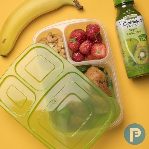  Perfect Fit Bento Lunch Box 3 Compartment Food Containers  Set of 8 Storage meal prep Container Boxes Ideal for Adults, Toddler, Kids, Girls, and Boys  Free Fork/Spoon & Puzzle Sandwich Cut