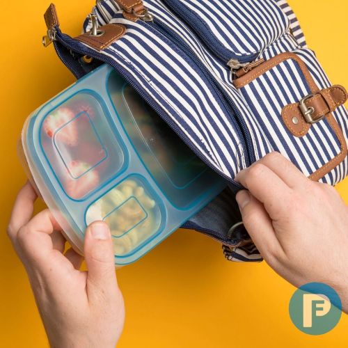  Perfect Fit Bento Lunch 3 Compartment Food Set of 10 Storage Meal prep Container Boxes Ideal for Adults, Toddler, Kids, Girls, and Boys  Free 2-in-1 Fork/Spoon & Puzzle Sandwich