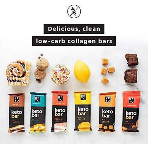  [아마존핫딜][아마존 핫딜] Perfect Keto Protein Snacks - Box of 12 Bars - Low Carb Diet Friendly with Coconut Oil, Collagen, No Added Sugar - Sweet Treat in Cinnamon Roll Flavor - Individual Packs for Travel