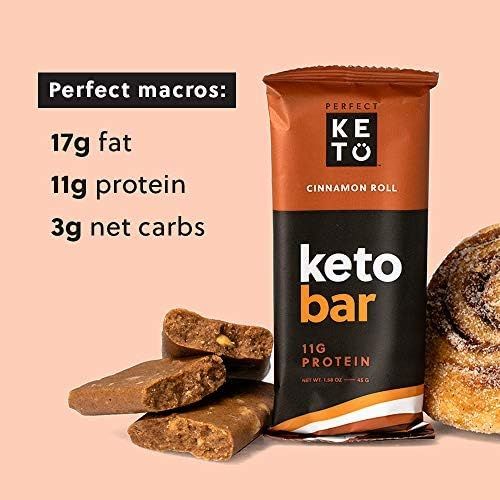  [아마존핫딜][아마존 핫딜] Perfect Keto Protein Snacks - Box of 12 Bars - Low Carb Diet Friendly with Coconut Oil, Collagen, No Added Sugar - Sweet Treat in Cinnamon Roll Flavor - Individual Packs for Travel