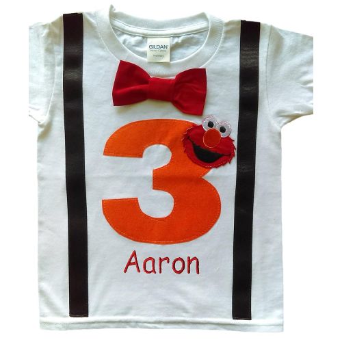  Perfect Pairz 3rd Birthday Shirt Boys Orange Elmo Tee - Personalized