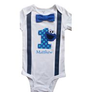 Perfect Pairz Baby Boys 1st Birthday Outfit Cookie Monster Bodysuit - Personalized