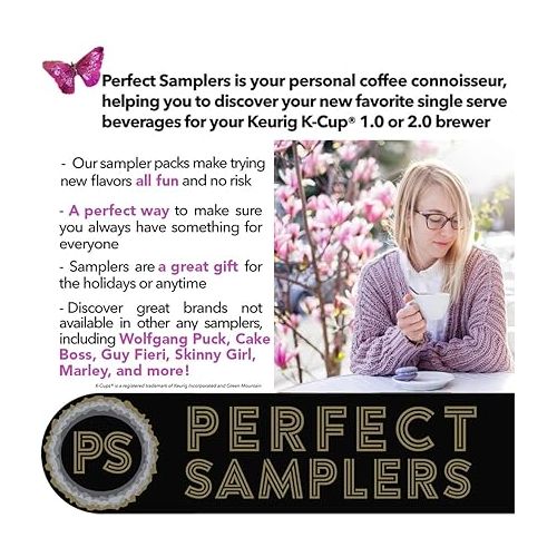  Perfect Samplers Coffee, Tea, Cider, Cappuccino & Hot Chocolate Single Serve Cups for Keurig K Cup Brewers Sampler, 50 Count