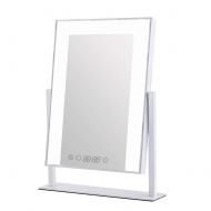 Perfect-Global Large Makeup Mirror with Big LED Lights Touch Screen Lighted Adjustable Brightness (White with Clock)