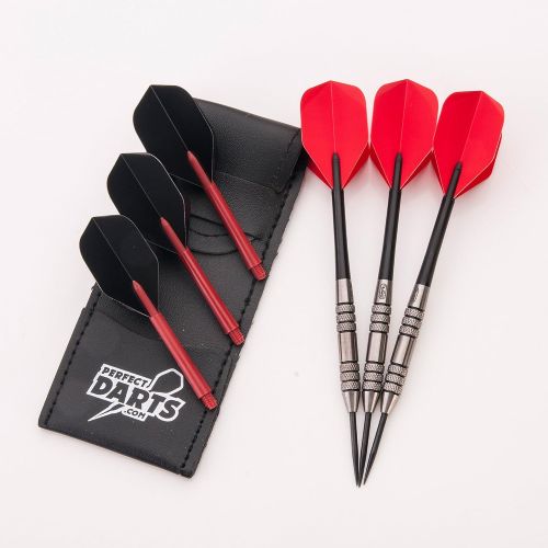  PerfectDarts 30g NODOR EAGLE KNURLED 95% DARTS SET, 6 RAW100 TOUGH FLIGHTS, 6 STEMS, PD CASE