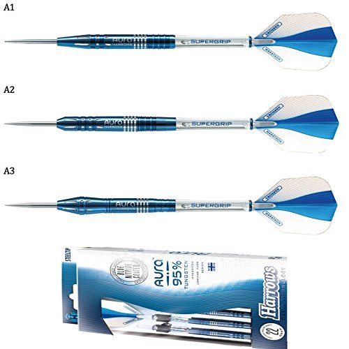  25g A3 HARROWS AURA BLUE NITRIDE TUNGSTEN DARTS SET by PerfectDarts