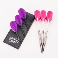 PerfectDarts 28g NODOR FLAMINGO HARLEQUIN DARTS SET, 6 RAW100 TOUGH FLIGHTS, 6 STEMS, CASE