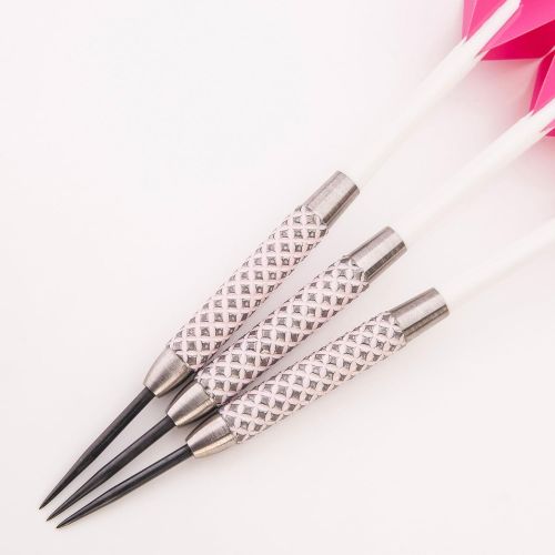  PerfectDarts 28g NODOR FLAMINGO HARLEQUIN DARTS SET, 6 RAW100 TOUGH FLIGHTS, 6 STEMS, CASE