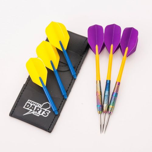  PerfectDarts 22g NODOR PEACOCK TAPER DARTS SET, 6 RAW100 TOUGH FLIGHTS, 6 STEMS, PD CASE