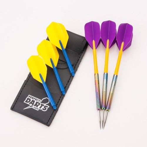  PerfectDarts 23g NODOR PEACOCK SLIM DARTS SET, 6 RAW100 TOUGH FLIGHTS, 6 STEMS, PD CASE