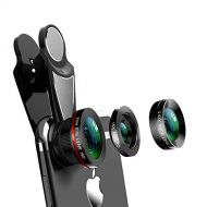 PerfectPromise 6 in 1 Cell Phone Camera Lens Kits 0.63X Super Wide-Angle & 15X Macro Lens +198° Fisheye Lens+ Telephoto Lens + Kaleidoscope Lens+CPL Lens Compatible iPhone Samsung