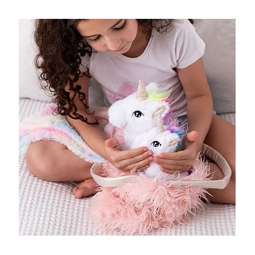  Perfectto Unicorn Stuffed Animal Set for Girls - Plush Toy, Bag and Blanket Gift for Ages 3-8